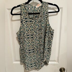 Women’s Small Sleeveless Blue & Aqua Floral Blouse, Women’s Clothes, Renee C.